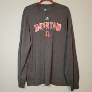 Adidas Houston Rockets long sleeve crew neck graphic t-shirt size XL, gray red